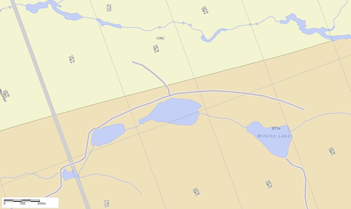 Crown Land Map of Ayers Lake in Municipality of Kearney and the District of Parry Sound